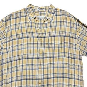 Geoffrey Beene Mens Washable Linen Blend Button Front Preppy Shirt Size Medium